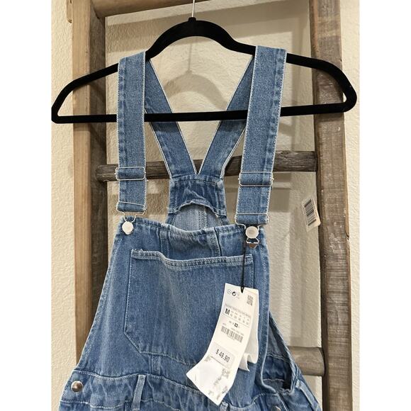 Zara Women’s Denim Short Overall Medium Blue - Picture 5 of 10